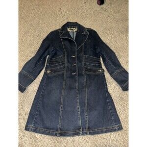 Vintage Ethyl Denim  Style Womens Long Duster Jacket size Medium. 3 Buttons.